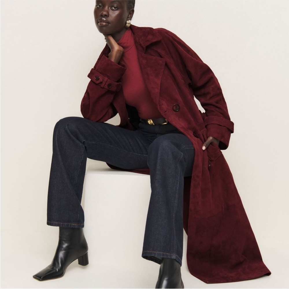 NWT Reformation Veda Ashland Suede Trench Coat - Picture 2 of 8